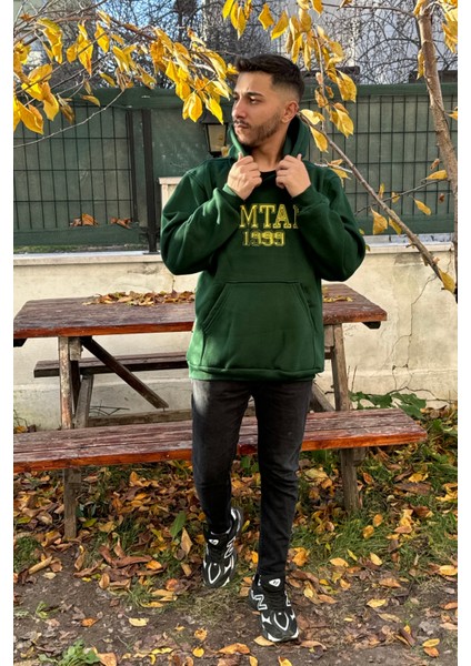 Unisex Nakışlı Oversize 3 Iplik Kolej Kapşonlu Sweatshirt fırsatları