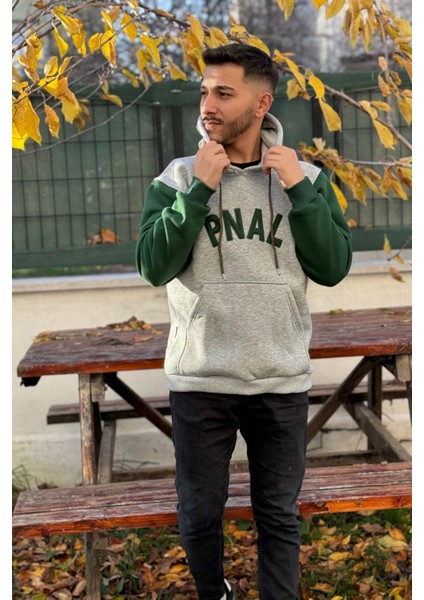 Unisex Nakışlı Oversize 3 Iplik Kolej Kapşonlu Sweatshirt