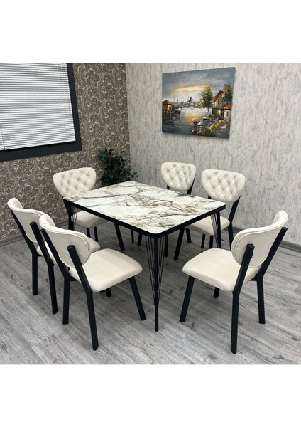 Akuamarin 80-120 Ck Mutfak Masası Takımları ,6 Kişilik Mutfak Masası Takımı