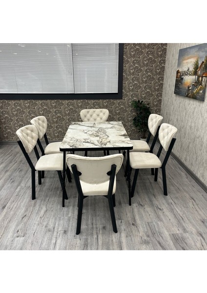 Akuamarin 80-120 Ck Mutfak Masası Takımları ,6 Kişilik Mutfak Masası Takımı