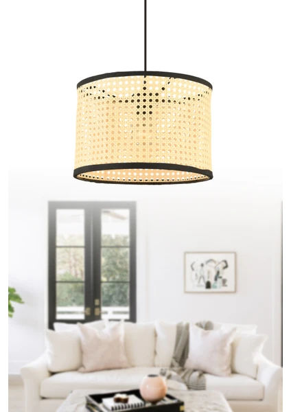 Mitra Light Kare Örgü Hazeran Rattan Modern Sarkıt Avize 30 cm