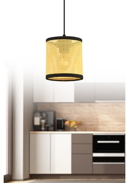 Mitra Light Hasır Hazeran Rattan Modern Sarkıt Avize 15 cm