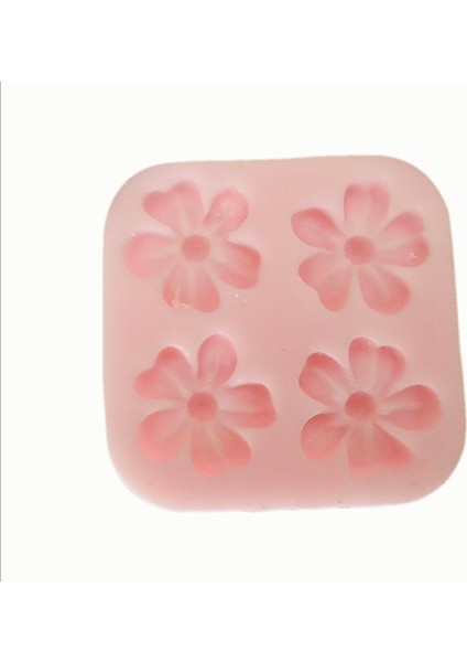4'lü, Dörtlü Mini Minyatür Çiçek Silikon Kalıp K-1309, Kokulu Taş Sabun Alçı Mum Kalıbı
