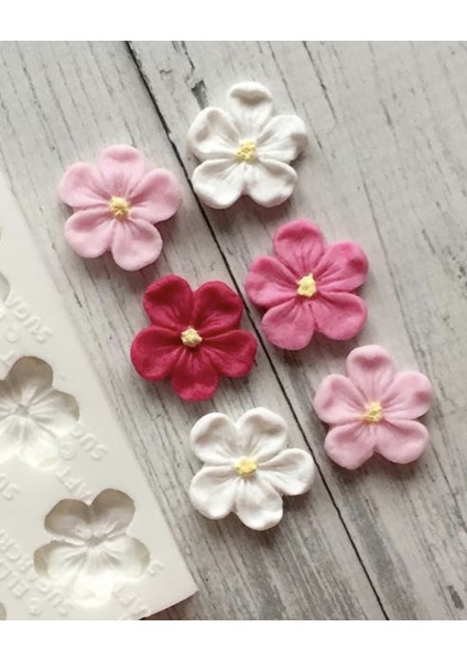 4'lü, Dörtlü Mini Minyatür Çiçek Silikon Kalıp K-1309, Kokulu Taş Sabun Alçı Mum Kalıbı