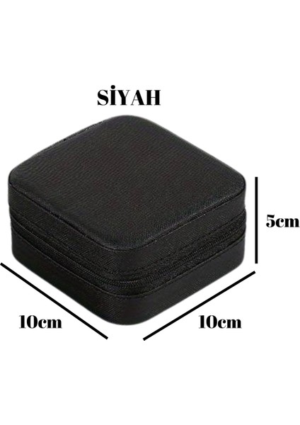 Kare Takı Organizer Kutusu Makyaj ve Mücevher Aksesuar Düzen Kutusu(Pudra - Siyah) fırsatları