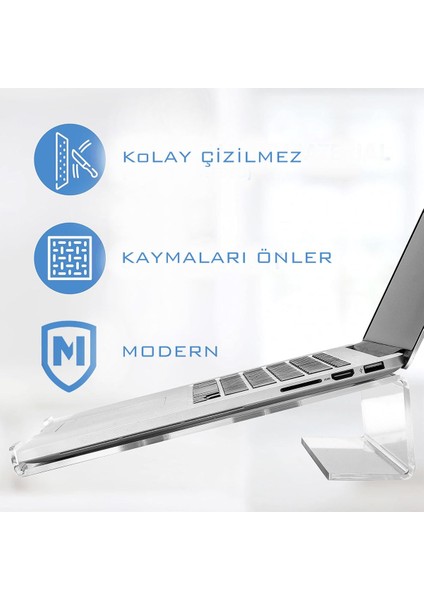 Tekno Trust Modern ve Şık, Pratik Kullanımlı, Taşınabilir ve Dayanıklı Notebook Standı ( Şeffaf Pleksi)