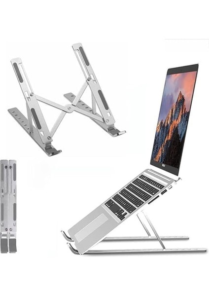 Alüminyum Laptop Standı, Katlanır Laptop Standı, Taşınabilir Ergonomik Kademeli Noteebook Standı