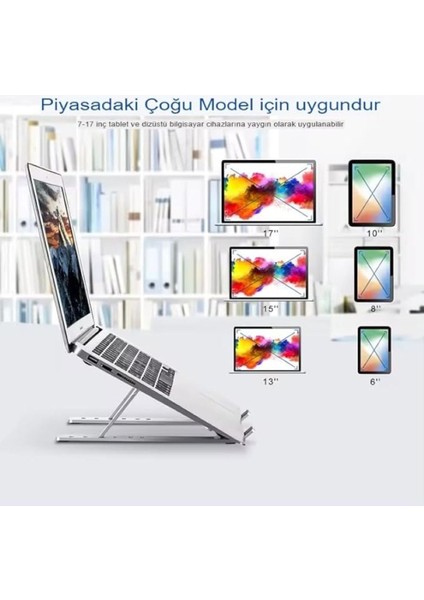 Alüminyum Laptop Standı, Katlanır Laptop Standı, Taşınabilir Ergonomik Kademeli Noteebook Standı