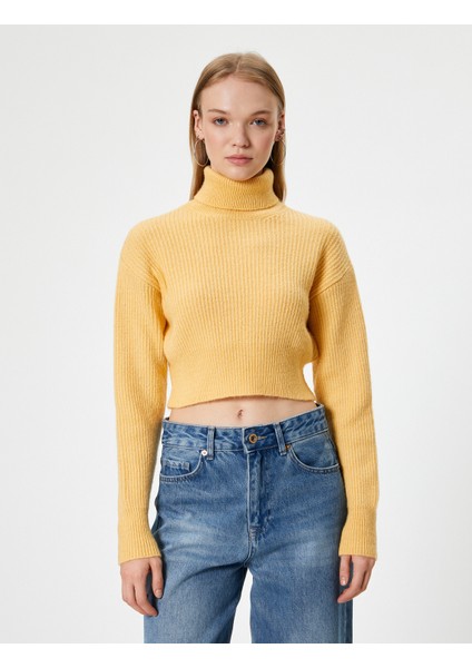 Crop Triko Kazak Balıkçı Yaka Uzun Kollu Akrilik Karışımlı modelleri