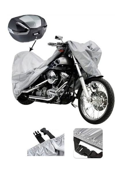 Kral KR25 Ava 5000 Gri Motosiklet Brandası Arka Çanta Uyumlu (Kilitli)