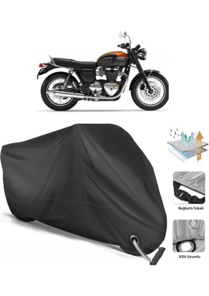 Triumph Bonneville Motor Brandası Arka Çanta Uyumlu (Bağlantı, Kilit Uyumlu)-Siyah