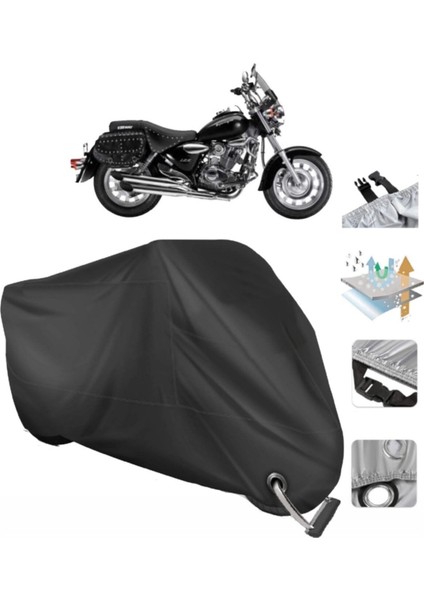Keeway Super Light 150 Motosiklet Branda (Bağlantı, Kilit Uyumlu)-Siyah