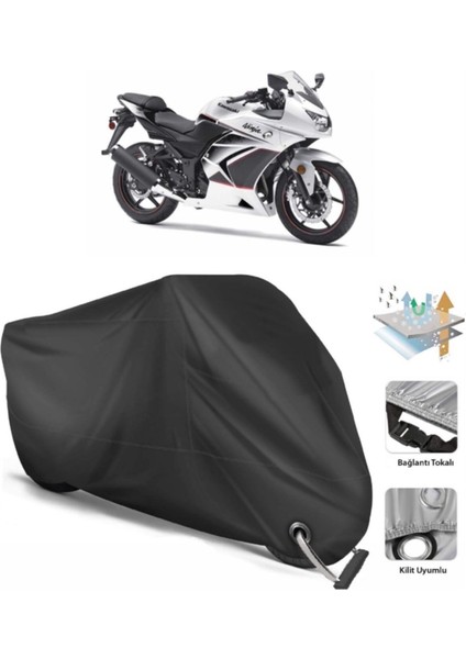 Kawasaki Ninja 250R Motor Brandası Arka Çanta Uyumlu (Bağlantı, Kilit Uyumlu)-Siyah
