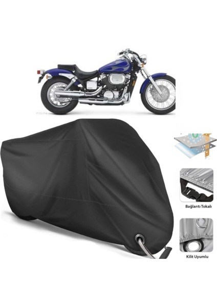 Honda Shadow Spirit 750 Motosiklet Branda (Bağlantı, Kilit Uyumlu)-Siyah