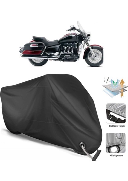 Triumph Rocket 3 Touring Motor Brandası Arka Çanta Uyumlu (Bağlantı, Kilit Uyumlu)-Siyah