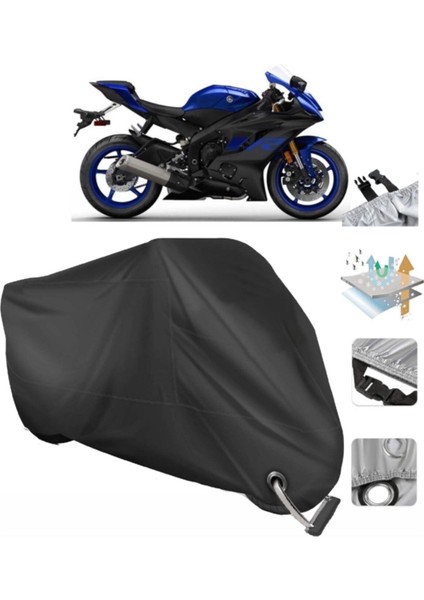 Yamaha Yzf R6 Motosiklet Branda (Bağlantı, Kilit Uyumlu)-Siyah