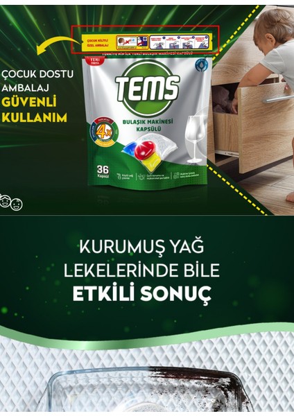 4 Etkili Bulaşık Makinesi Kapsül Deterjanı 36'lı - 3 Adet Anti Malodor Teknolojisi %100 Türk Malı fiyatları