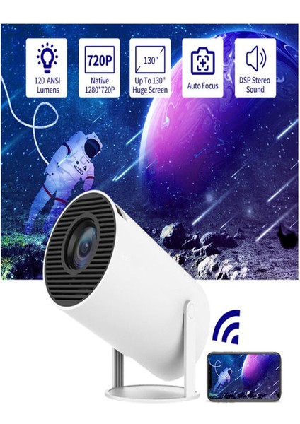 Dahili Wifi, Bluetooth, Netflx, Youtube 1280/720P 4K Full Hd Projeksiyon Android Sinema Sistemi