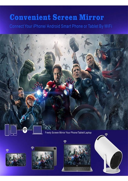 Dahili Wifi, Bluetooth, Netflx, Youtube 1280/720P 4K Full Hd Projeksiyon Android Sinema Sistemi