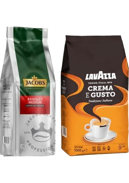 Banquet Çekirdek Kahve 1 kg +Lavazza Crema E Gusto Tradizione Italiana Çekirdek Kahve 1 kg