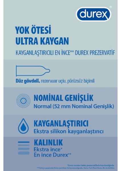 Yok Ötesi Ultra Kaygan 20li Prezervatif fiyatları