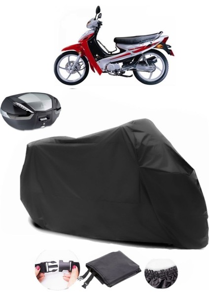 Kymco Activ 100 Arka Çanta Uyumlu Siyah Motosiklet Branda Su Geçirmez Dayanıklı Kumaş