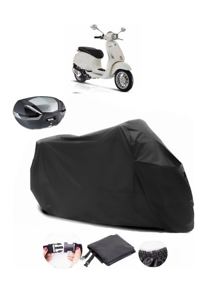 Vespa Sprint 50 Arka Çanta Uyumlu Siyah Motosiklet Branda Su Geçirmez Dayanıklı Kumaş