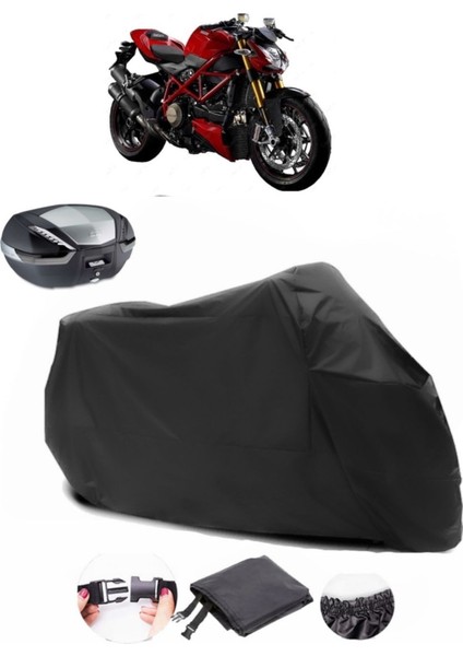 Ducati Streetfighter 1098 S Arka Çanta Uyumlu Siyah Motosiklet Branda Su Geçirmez Dayanıklı Kumaş
