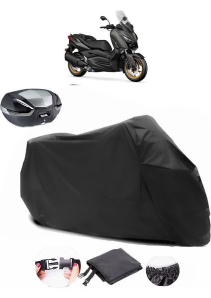 Yamaha X-Max 250 Tech Max Arka Çanta Uyumlu Siyah Motosiklet Branda Su Geçirmez Dayanıklı Kumaş