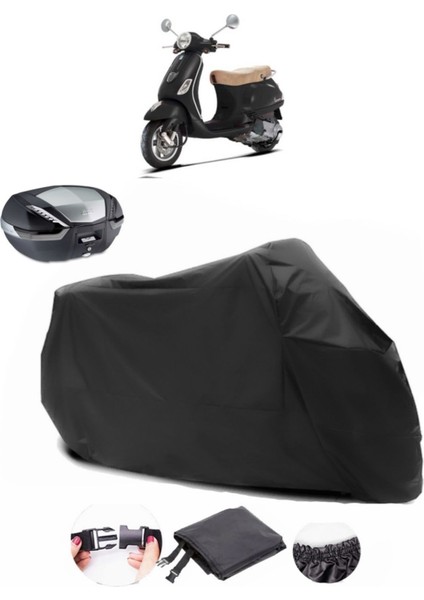 Vespa Lx 150 Arka Çanta Uyumlu Siyah Motosiklet Branda Su Geçirmez Dayanıklı Kumaş