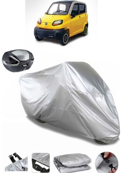 Bajaj Qute Re 60 Arka Çanta Uyumlu Motosiklet Brandası Lüx Kalite Kalın Yüksek Kalite