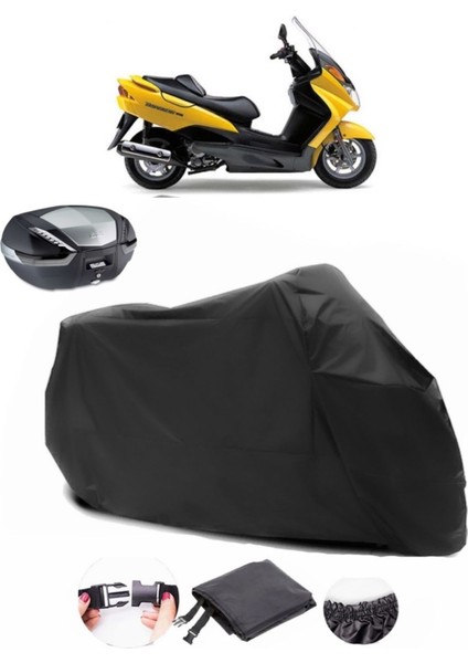Suzuki Burgman Uh 150 Arka Çanta Uyumlu Siyah Motosiklet Branda Su Geçirmez Dayanıklı Kumaş