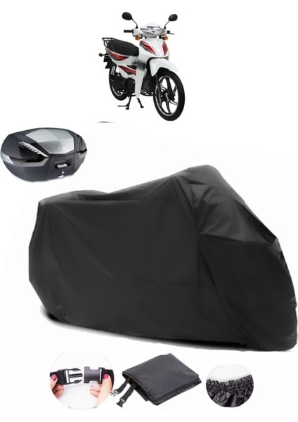 Mondial 100 Sfc Snappy x Arka Çanta Uyumlu Siyah Motosiklet Branda Su Geçirmez Dayanıklı Kumaş