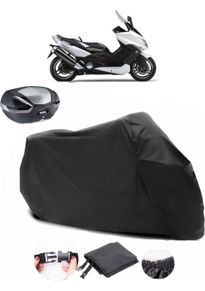 Yamaha Tmax 500 Arka Çanta Uyumlu Siyah Motosiklet Branda Su Geçirmez Dayanıklı Kumaş