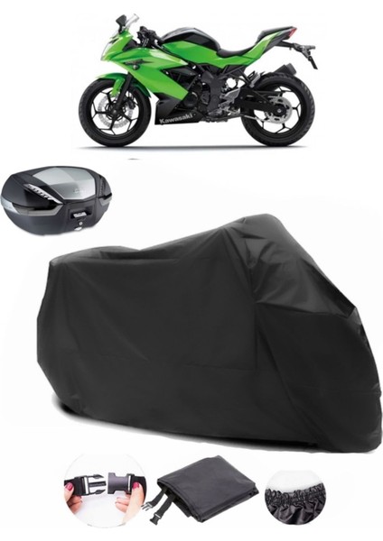 Kawasaki Ninja 250SL Arka Çanta Uyumlu Siyah Motosiklet Branda Su Geçirmez Dayanıklı Kumaş