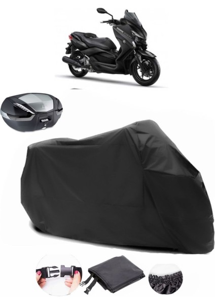 Yamaha X-Max 250 Momodesign Arka Çanta Uyumlu Siyah Motosiklet Branda Su Geçirmez Dayanıklı Kumaş