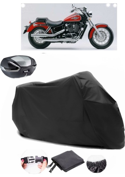 Honda Vt 1100 Shadow Ace Arka Çanta Uyumlu Siyah Motosiklet Branda Su Geçirmez Dayanıklı Kumaş