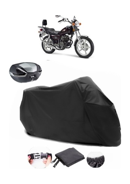 Kanuni Seyhan 150 Arka Çanta Uyumlu Siyah Motosiklet Branda Su Geçirmez Dayanıklı Kumaş