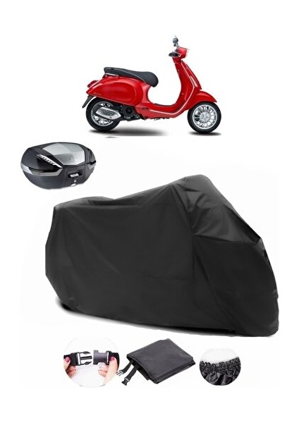 Piaggio Vespa 150 Arka Çanta Uyumlu Siyah Motosiklet Branda Su Geçirmez Dayanıklı Kumaş