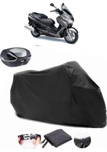 Suzuki Burgman Uh 200 Arka Çanta Uyumlu Siyah Motosiklet Branda Su Geçirmez Dayanıklı Kumaş
