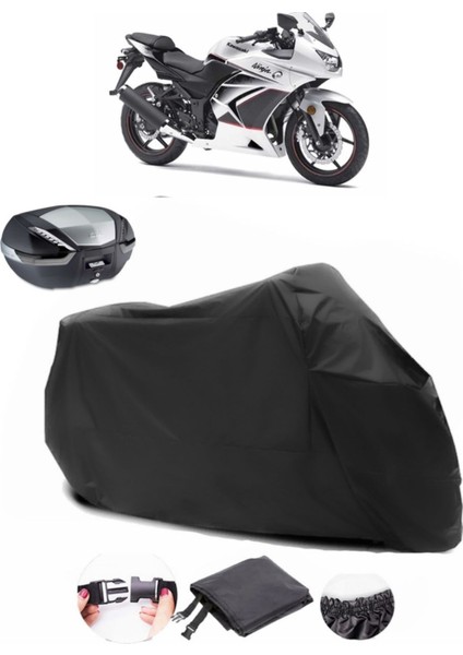 Kawasaki Ninja 250R Arka Çanta Uyumlu Siyah Motosiklet Branda Su Geçirmez Dayanıklı Kumaş
