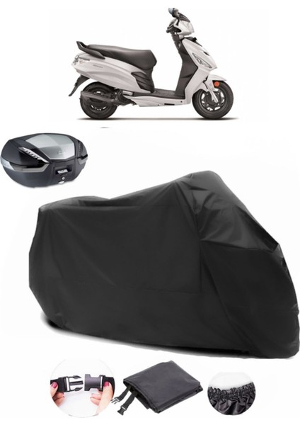 Hero Dash Lx 110 Arka Çanta Uyumlu Siyah Motosiklet Branda Su Geçirmez Dayanıklı Kumaş