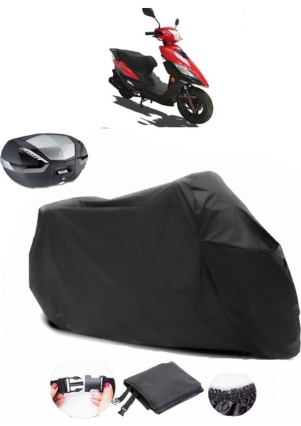 Apachi Alfa 50 Arka Çanta Uyumlu Siyah Motosiklet Branda Su Geçirmez Dayanıklı Kumaş