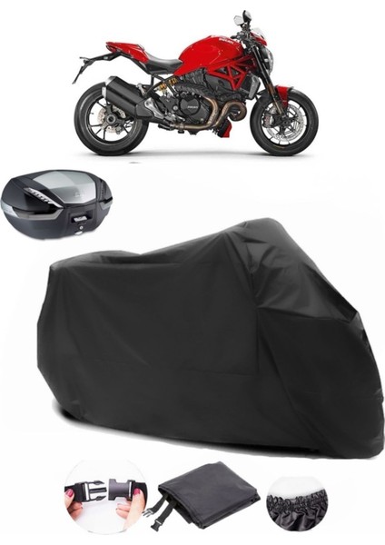 Ducati Monster 1200 R Arka Çanta Uyumlu Siyah Motosiklet Branda Su Geçirmez Dayanıklı Kumaş