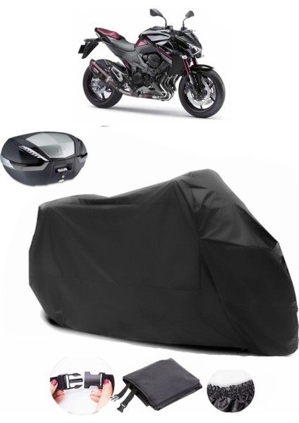 Kawasaki Z 800 Arka Çanta Uyumlu Siyah Motosiklet Branda Su Geçirmez Dayanıklı Kumaş