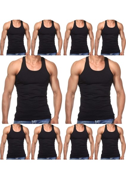 10 Adet Erkek Slim Fit Dar Kalıp Likralı Penye Sporcu Atleti(Rambo Atleti)