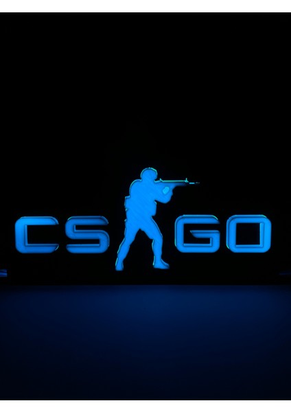 Counter-Strike - Cs:go - Rgb LED Işıklı 3 Boyutlu Tabela - 20CM x 10CM x 2cm (Bluetooth Kontrollü)