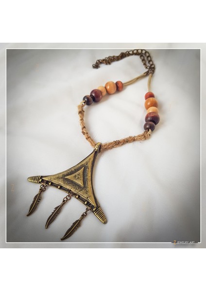 Kashısh - El Yapımı Etnik Otantik Bohem Kadın Erkek Kolye - ZJA-K-0220