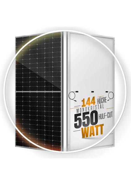 550W Watt Güneş Paneli Monokristal 144 Hücre Solar Panel