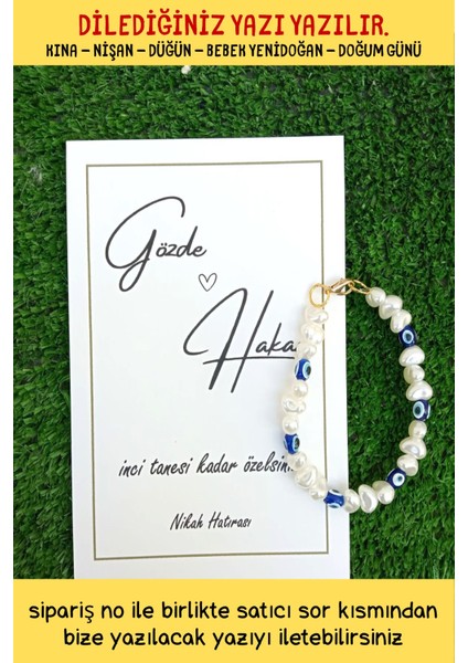 20 Adet Incili Nazar Boncuklu Bileklik - Kına Hediyesi - Nikah Hediyesi - Bride Hediye- Bebek Hediye